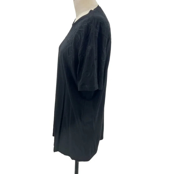 The Kooples Men's Black Floral Botanical Embroidered Tee Shirt Size Large - Picture 4 of 9